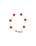 14K Gold Red Agate Inlay Heart Station Bracelet