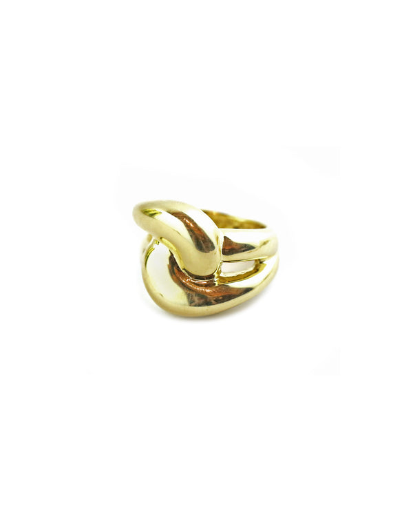 14K Gold Hollow Thick Knot Dome Ring