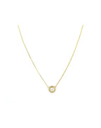 14K Gold Ridged .50ct Solitaire Necklace