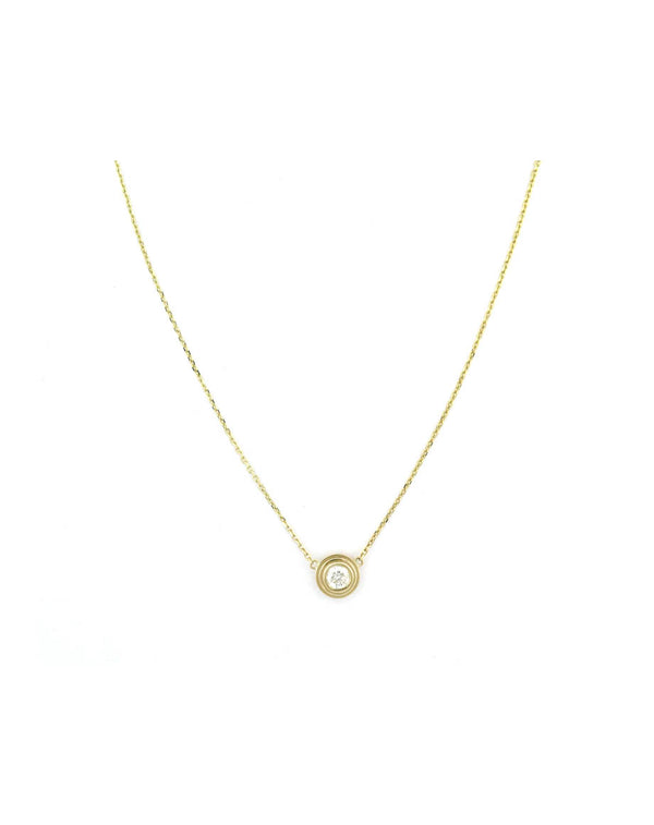 14K Gold Ridged .50ct Solitaire Necklace