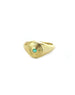 14K Gold Swirl Ridged Emerald Signet Ring