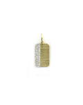 14K Gold Half Diamond Textured Dog Tag Charm
