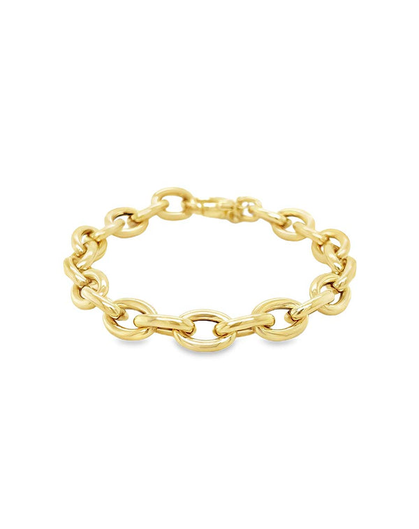 7.5" 14K Gold Thick Round Link Bracelet