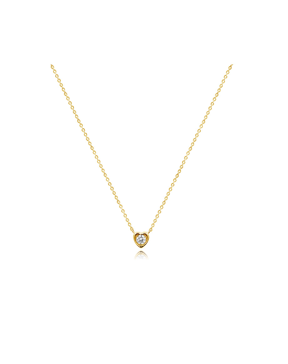 14K Gold Single Diamond Mini Heart Necklace