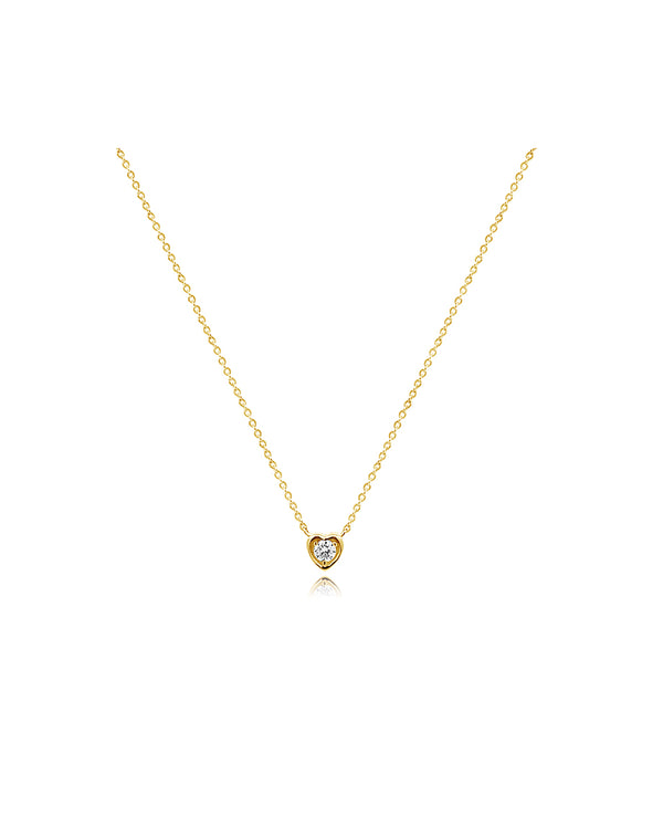 14K Gold Single Diamond Mini Heart Necklace