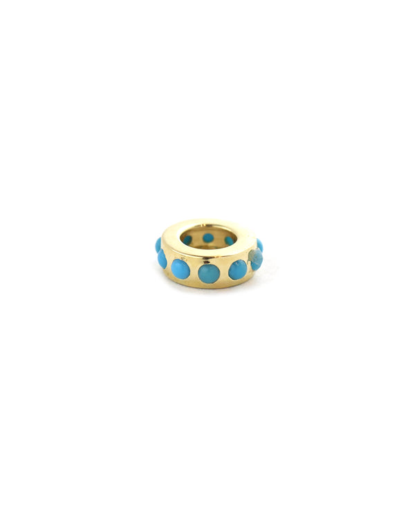 8mm 14K Gold Round Dotted Turquoise Donut Spacer