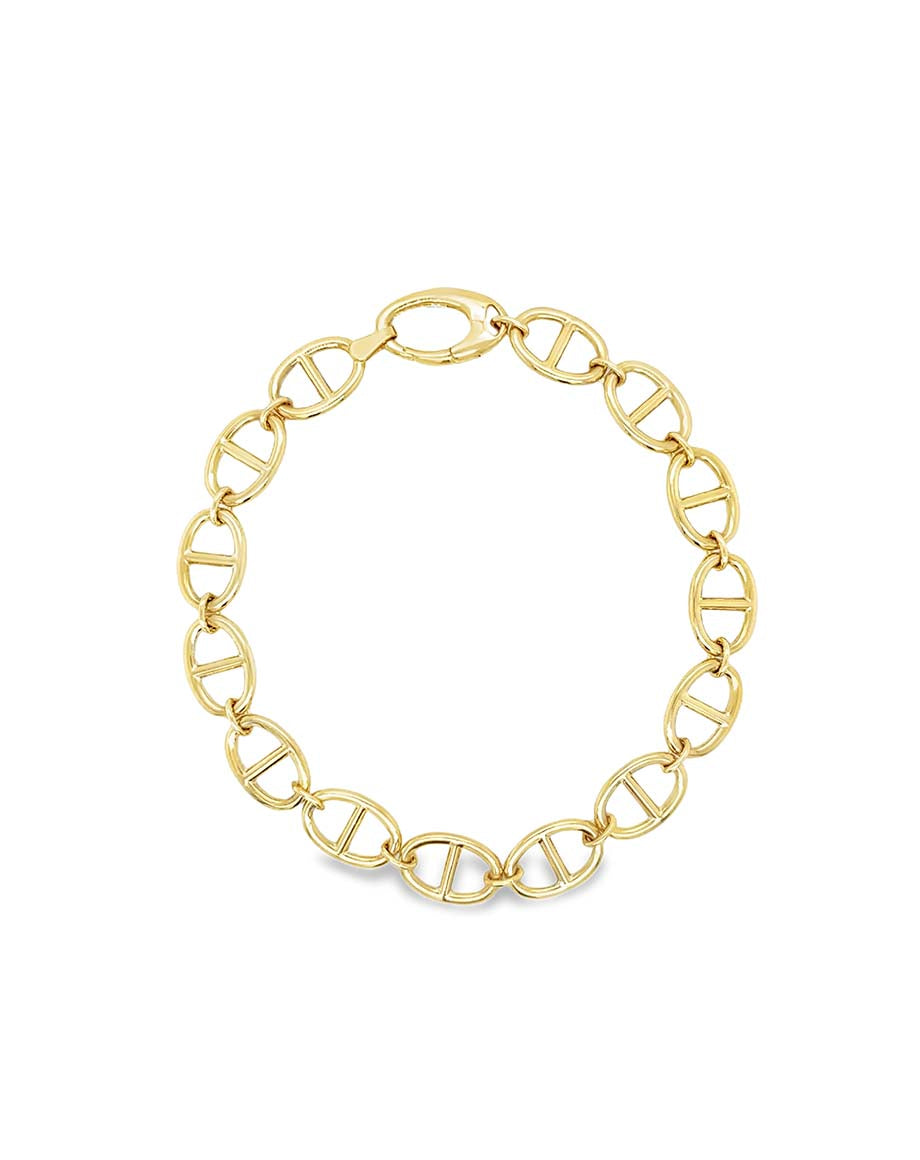 7.5" 14K Gold Oval Mariner Link Bracelet
