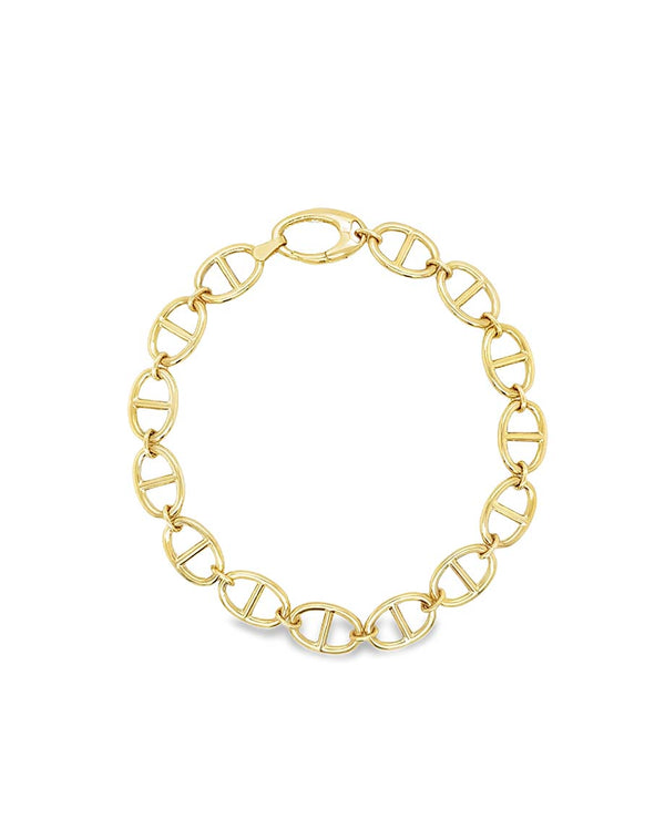 7.5" 14K Gold Oval Mariner Link Bracelet