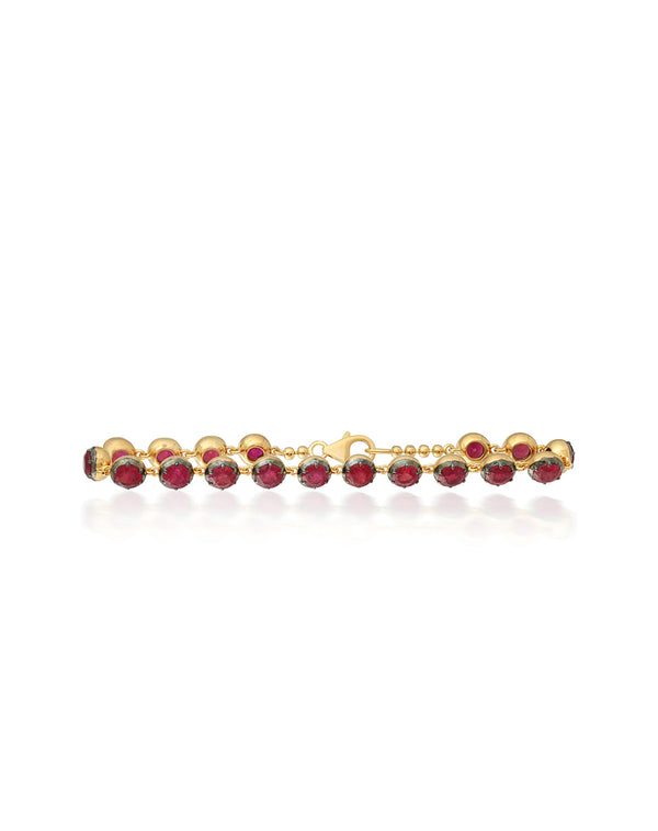 Two Tone Round Ruby Tennis Bracelet