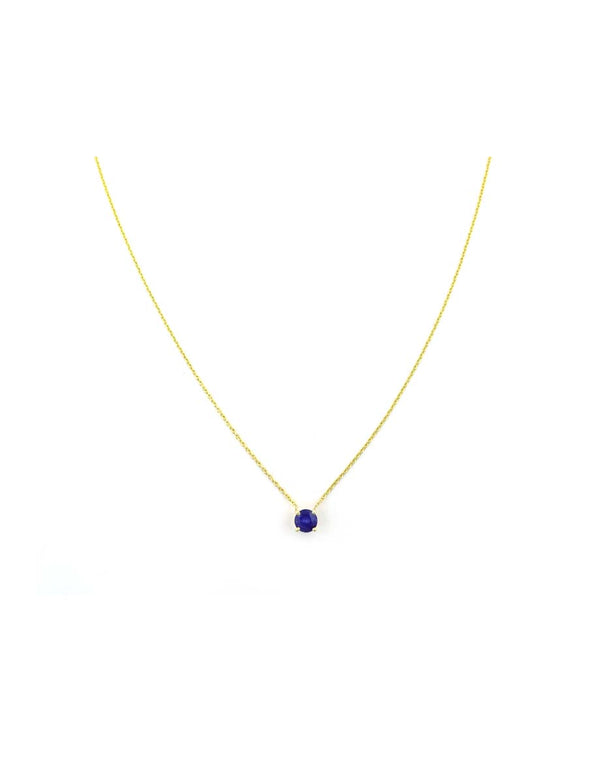 14K Gold 0.40 ct Round Blue Sapphire Necklace