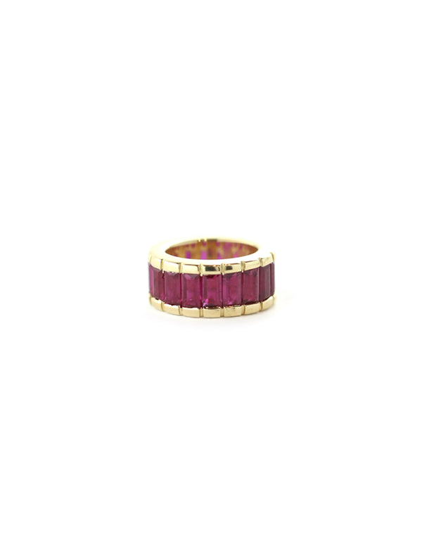 14K Gold Baguette Ruby Charm Spacer