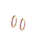 1" 14K Gold Alternating 2.91ct ct Ruby & .18ct Diamond Hoops