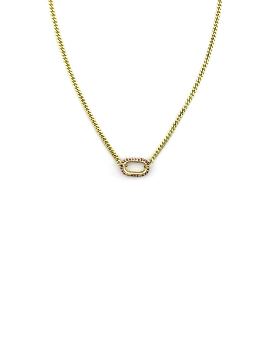 14K Gold Gemstone Fine Lexi Lock Necklace: 3mm Solid Cuban