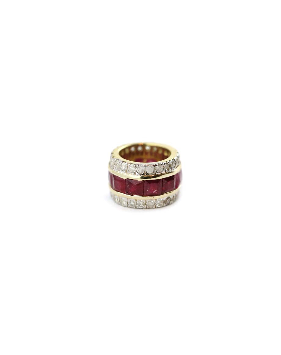 14K Gold Diamond Edge Ruby Spacer