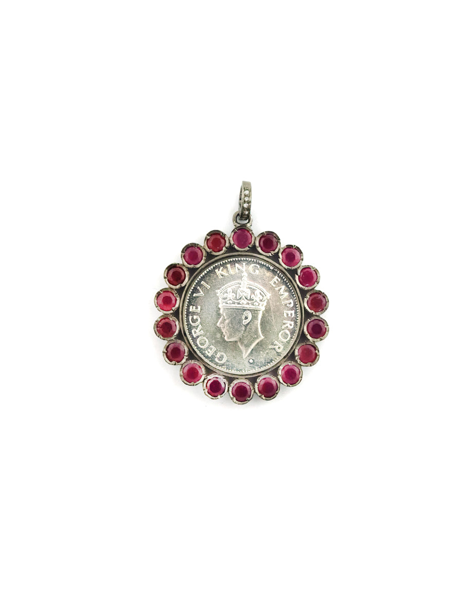 Silver Ruby Bezel King George Emperor Coin