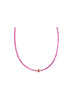 14K Gold Ruby Spacer Pink Topaz Beaded Necklace