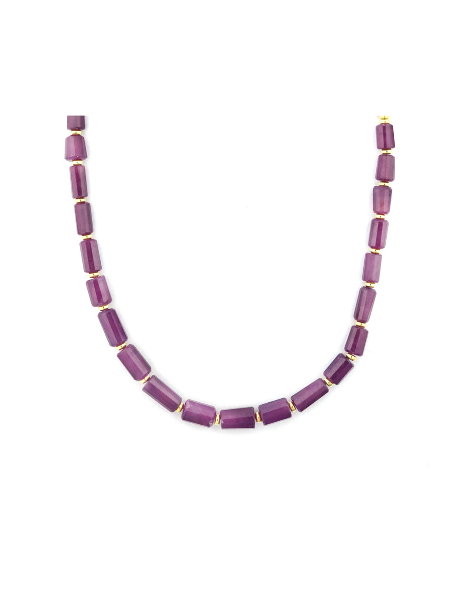 Faceted Tube Ruby Rondelle Necklace