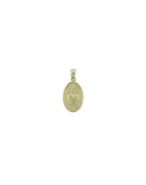 14K Gold Oval Sacred Heart Charm