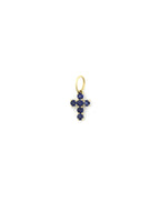 14K Gold Mini Blue Sapphire Cross Charm
