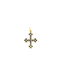 Small 14K Gold Sapphire Gothic Cross Charm