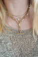 14K Gold Chunky Puffy Rectangle T-Bar Necklace