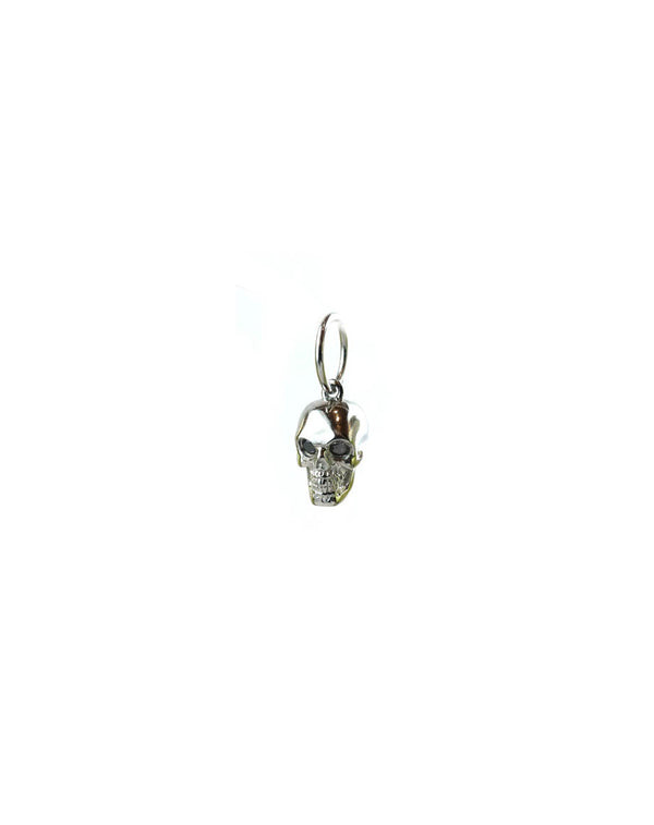 Bright Silver Black Diamond Eye Skull Charm