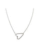 Silver Diamond Cut Out Sideways Heart Necklace