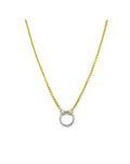 Gold Filled Round Box Chain 17mm Silver Diamond Lock Necklace