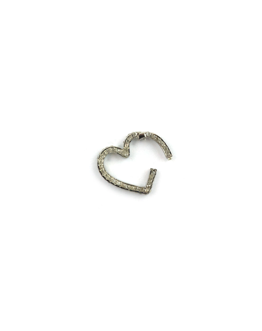 20mm Silver Diamond Heart Lock Connector