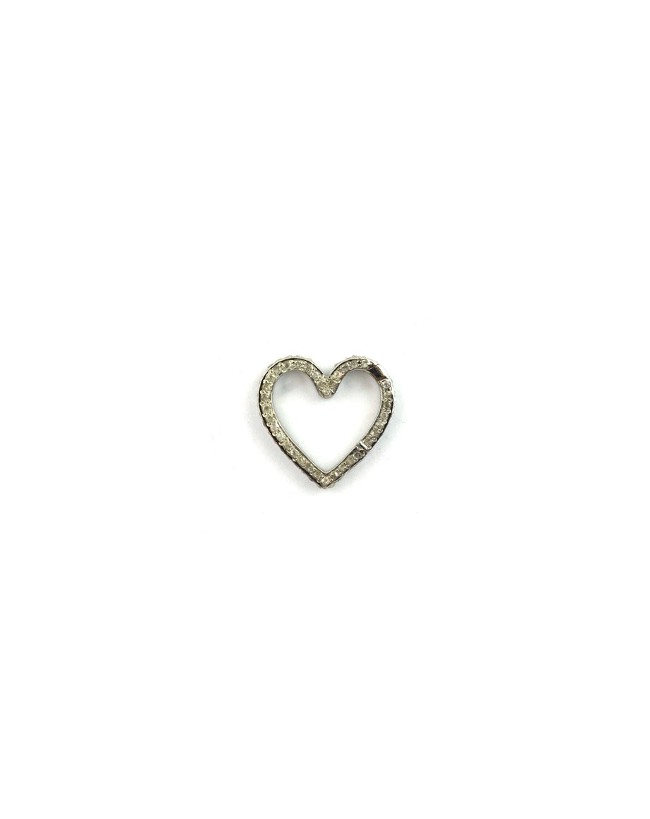 20mm Silver Diamond Heart Lock Connector