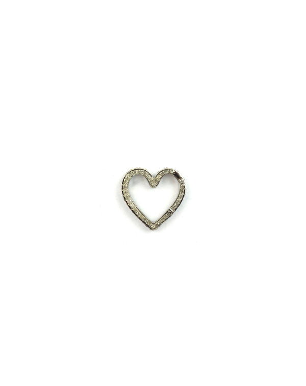 20mm Silver Diamond Heart Lock Connector