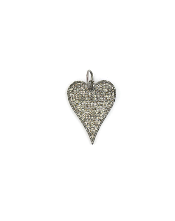 Medium Silver Diamond Pave Heart Charm
