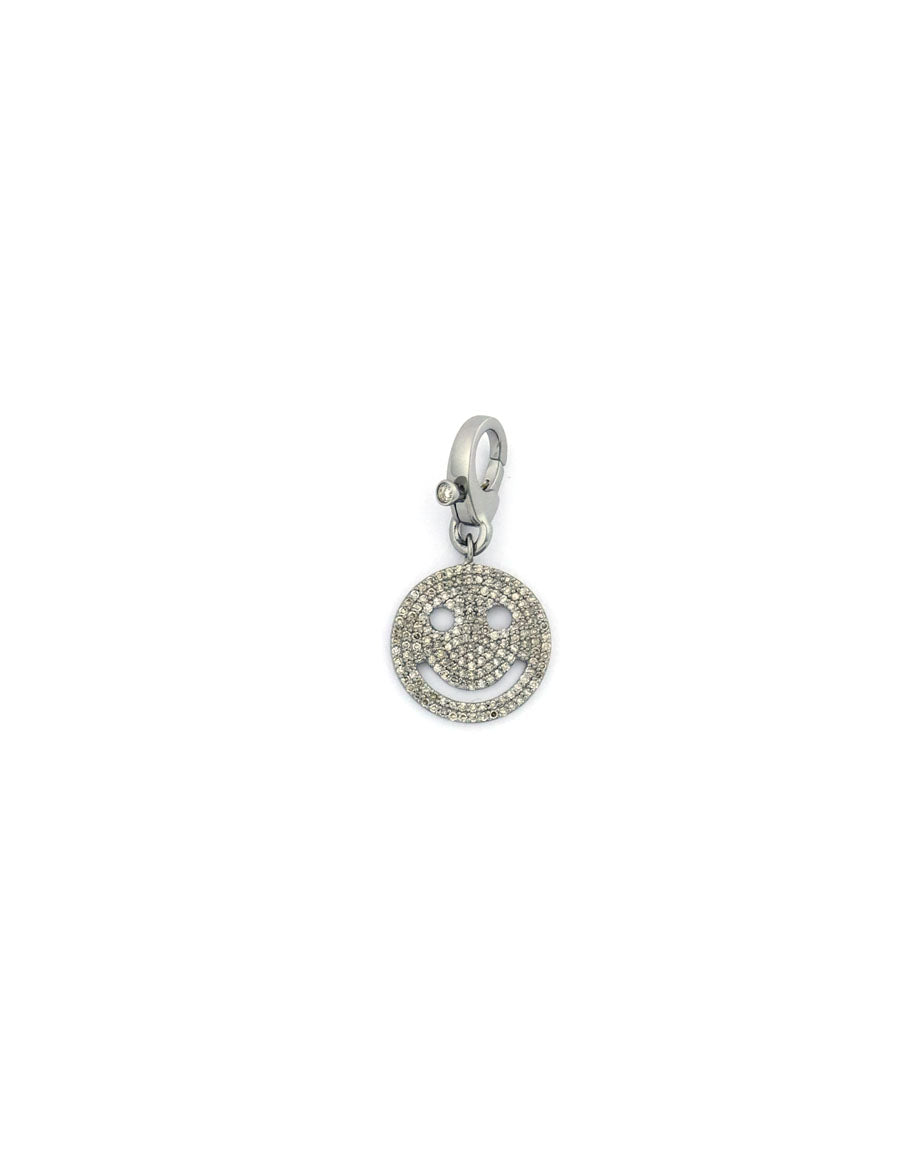 1/2" Silver Diamond Smiley Face Charm