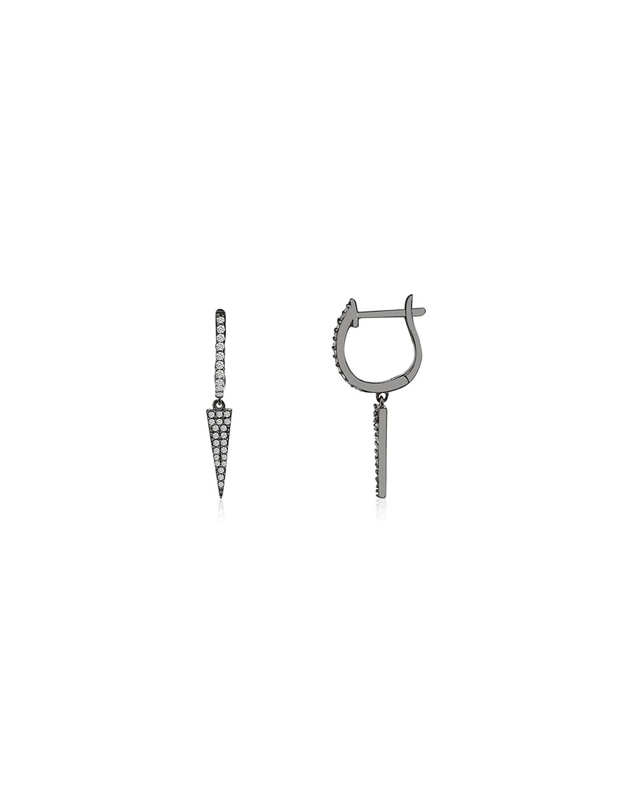 12mm Silver Diamond Triangle Charm Huggies