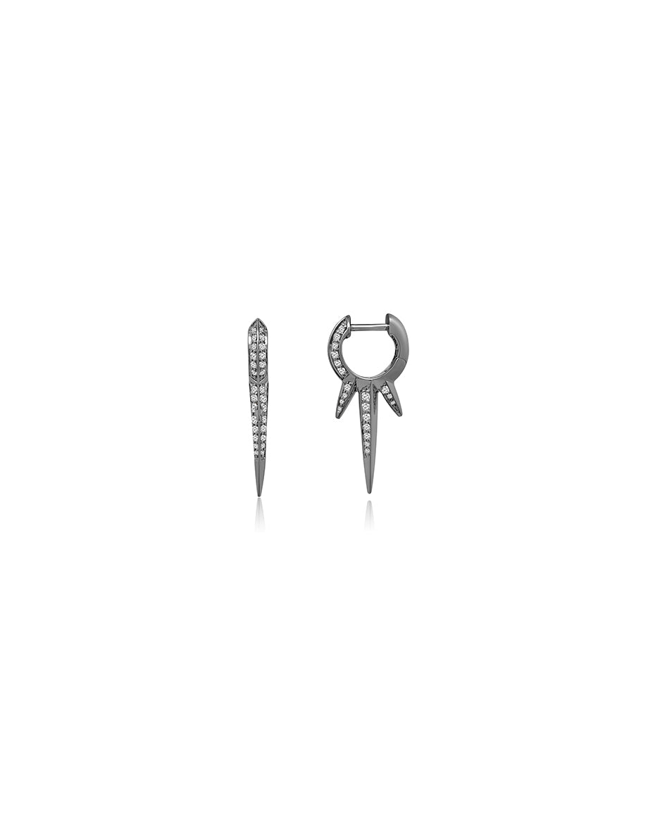 Silver Diamond Trio Spike Huggie