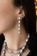Silver & Diamond Mother of Pearl Rectangle Duster Earrings