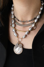 Matte Silver & Diamond Anchor Link Choker Necklace