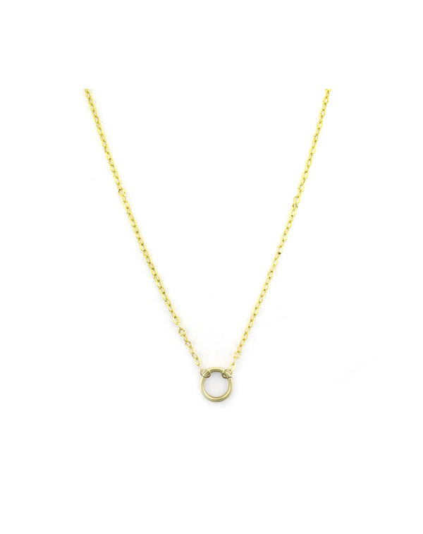 14K Gold Simple Link 12mm Lock Necklace