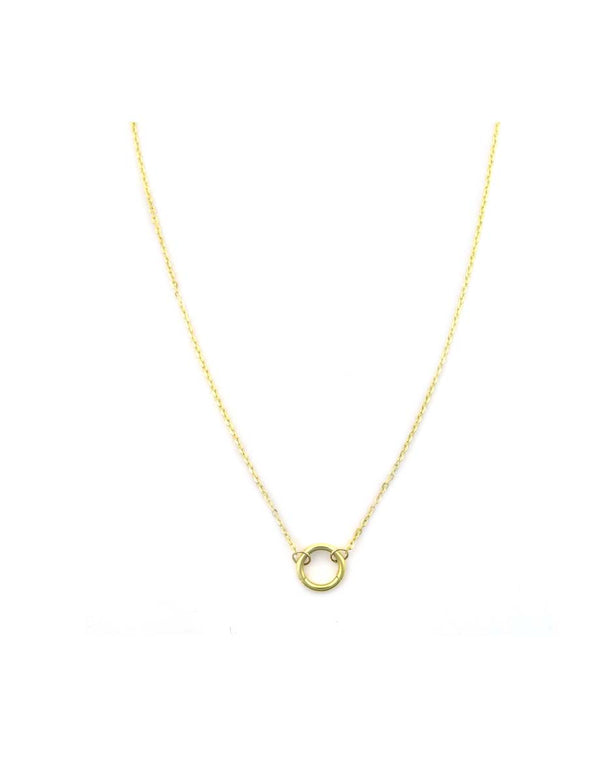 22" 14K Gold Small Cable Chain 12mm Simple Lock Necklace