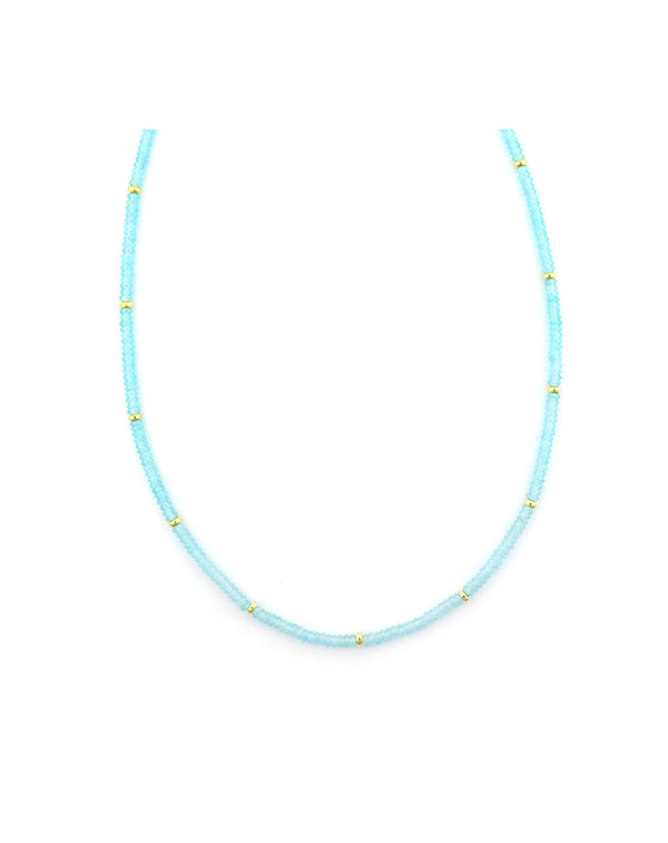 3mm Sky Blue Zircon Rondelle Necklace