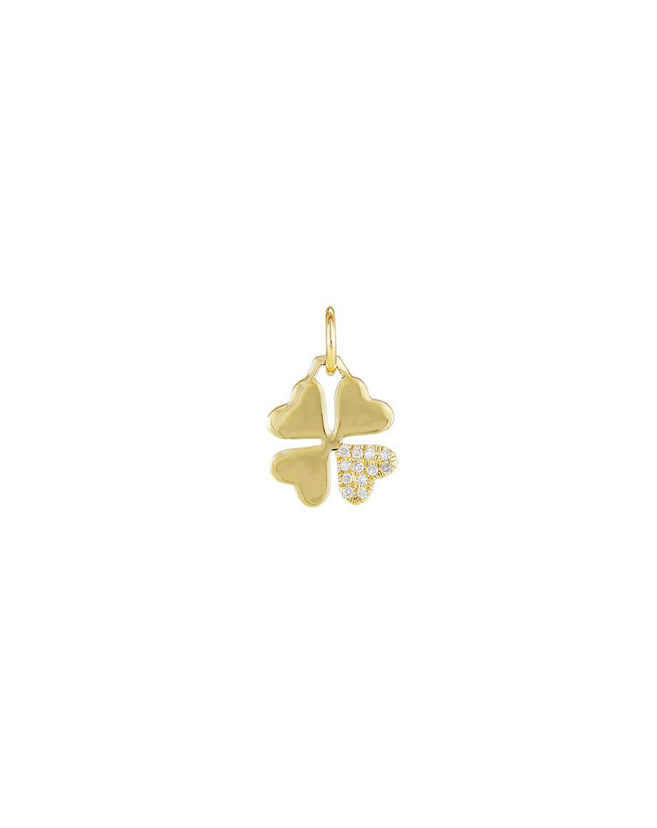 Mini 14K Gold Diamond Clover Charm