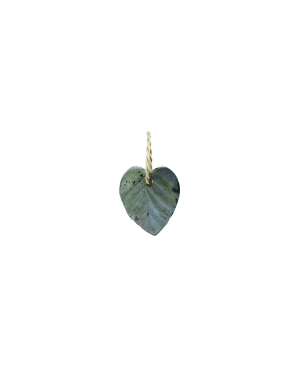 Small 14K Gold Labradorite Scalloped Heart Charm