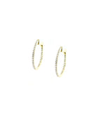 14K Gold Diamond Oval Small Hoops