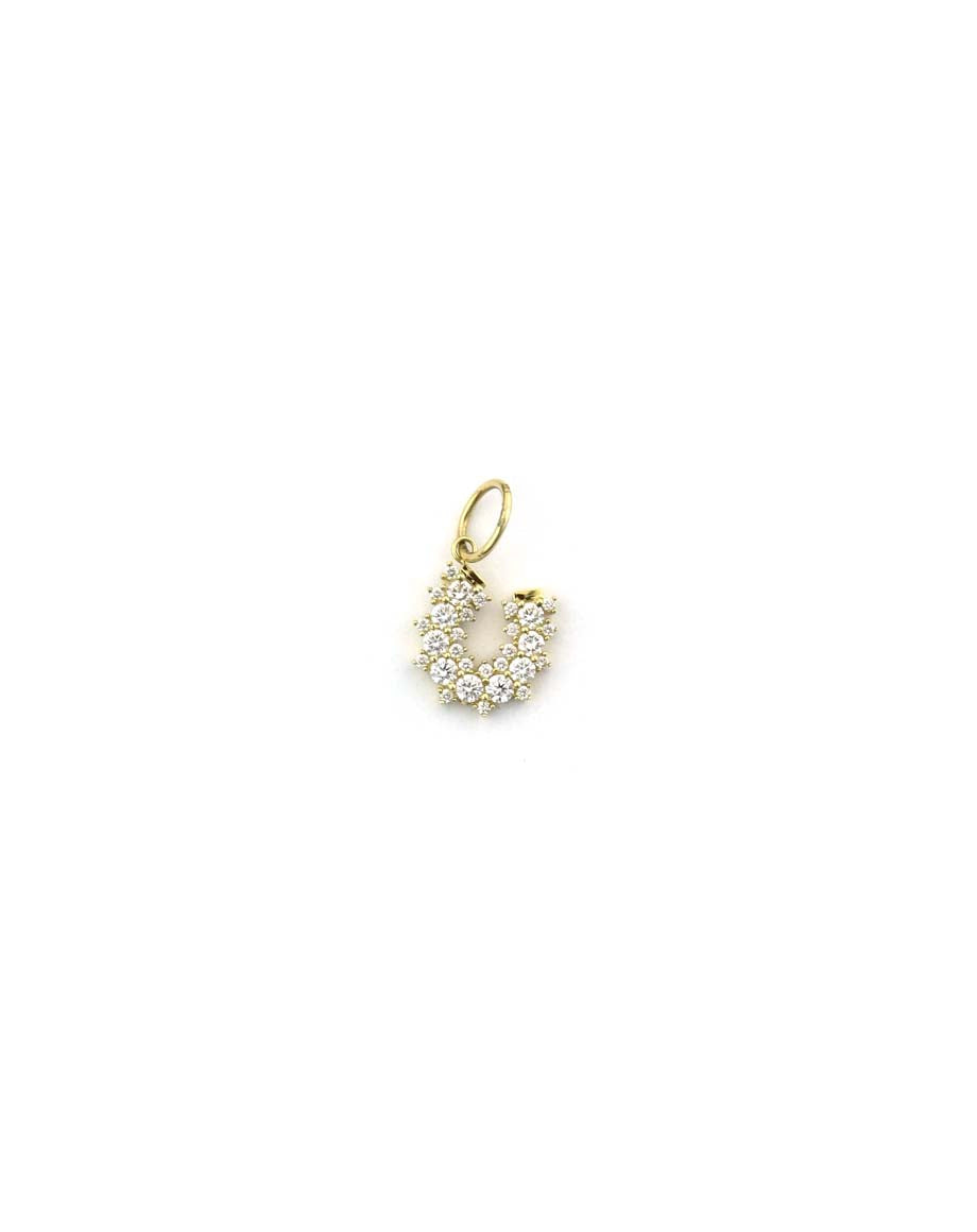 14K Gold Diamond Spiked Horseshoe Charm