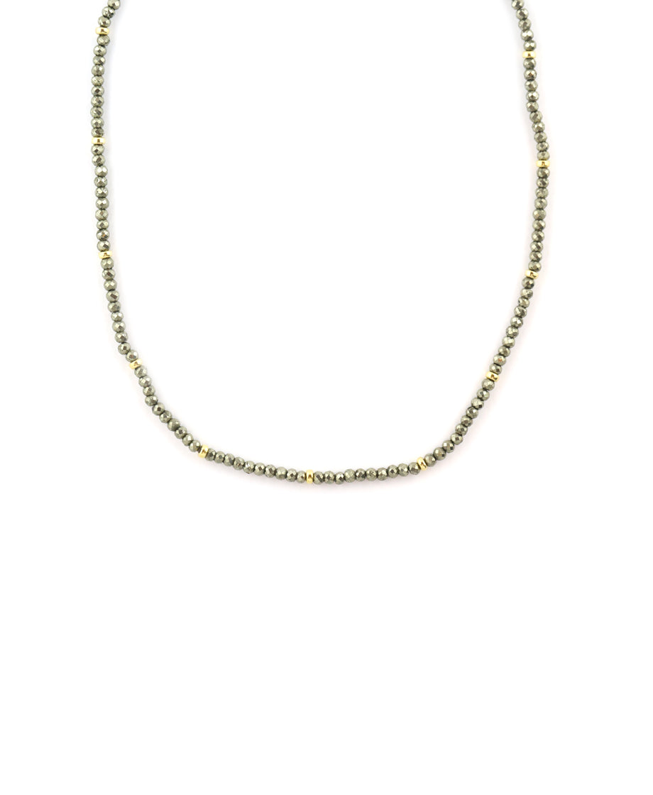 Sparkly Pyrite Rondelle Necklace