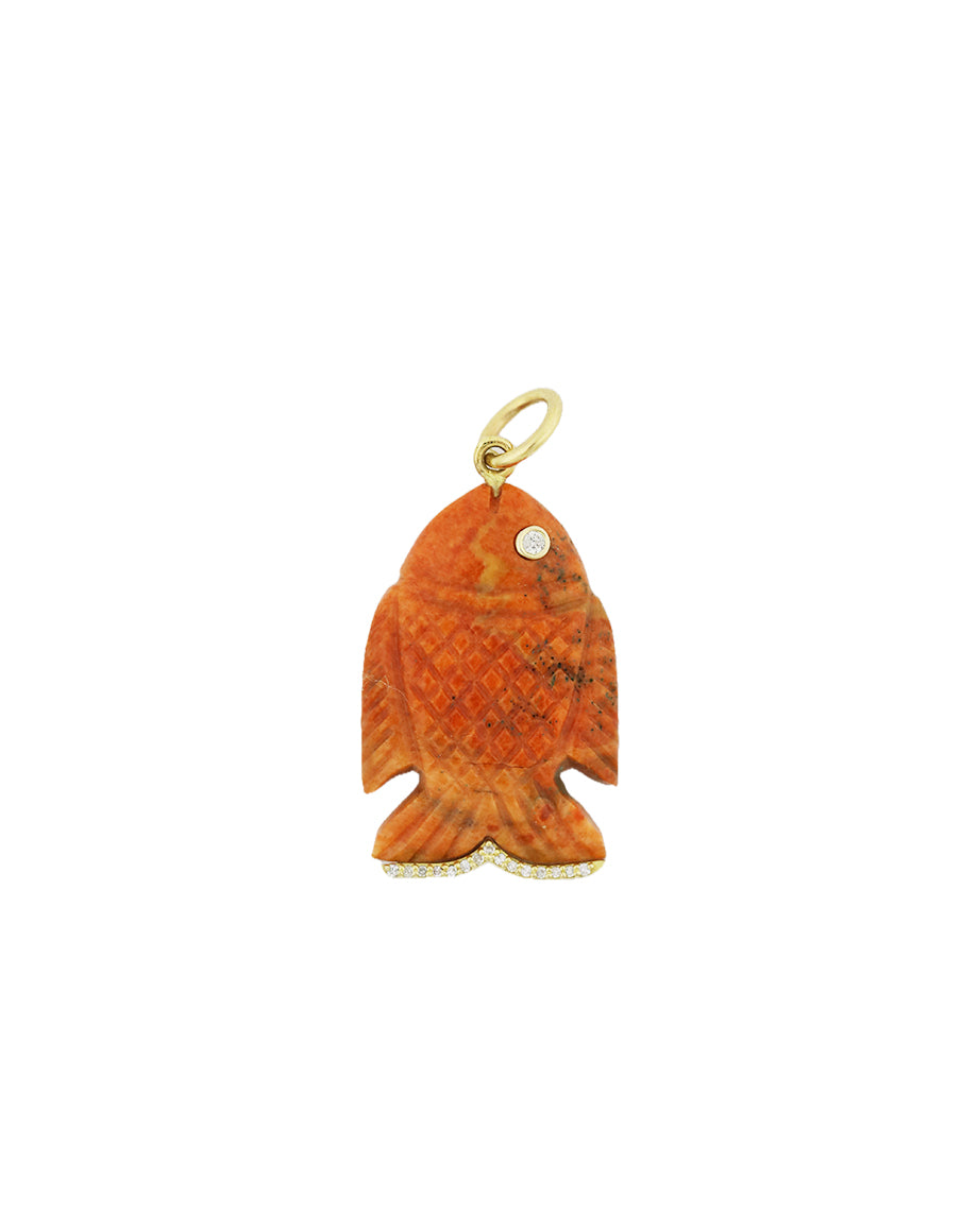 14K Gold Carved Spiny Oyster Fish Charm