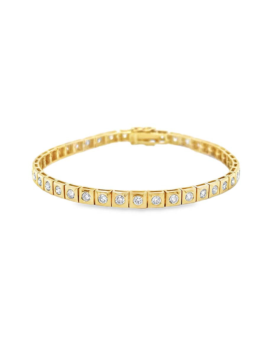 14K Gold Square Diamond Bezel Tennis Bracelet
