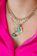Turquoise Enamel Tin Cup Lariat Necklace