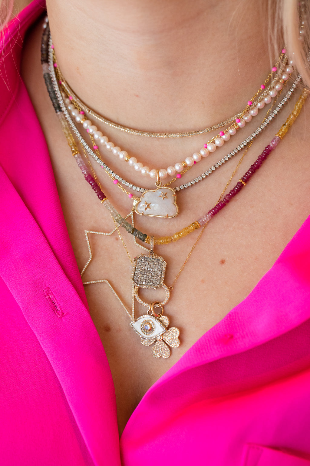 4mm Round Pearl Gold Rondelle Necklace