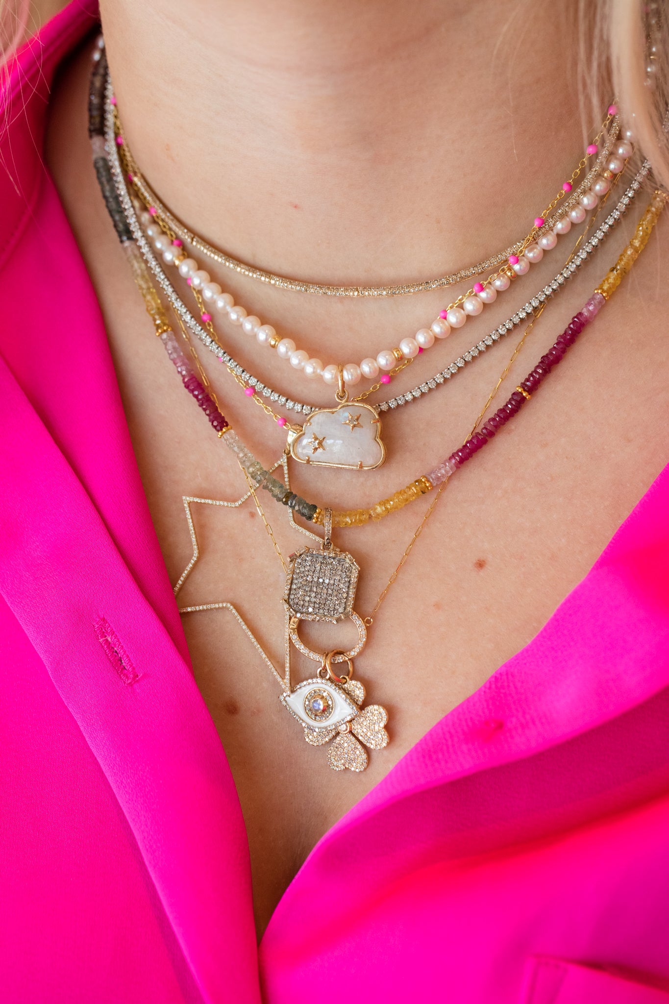 4mm Round Pearl Gold Rondelle Necklace